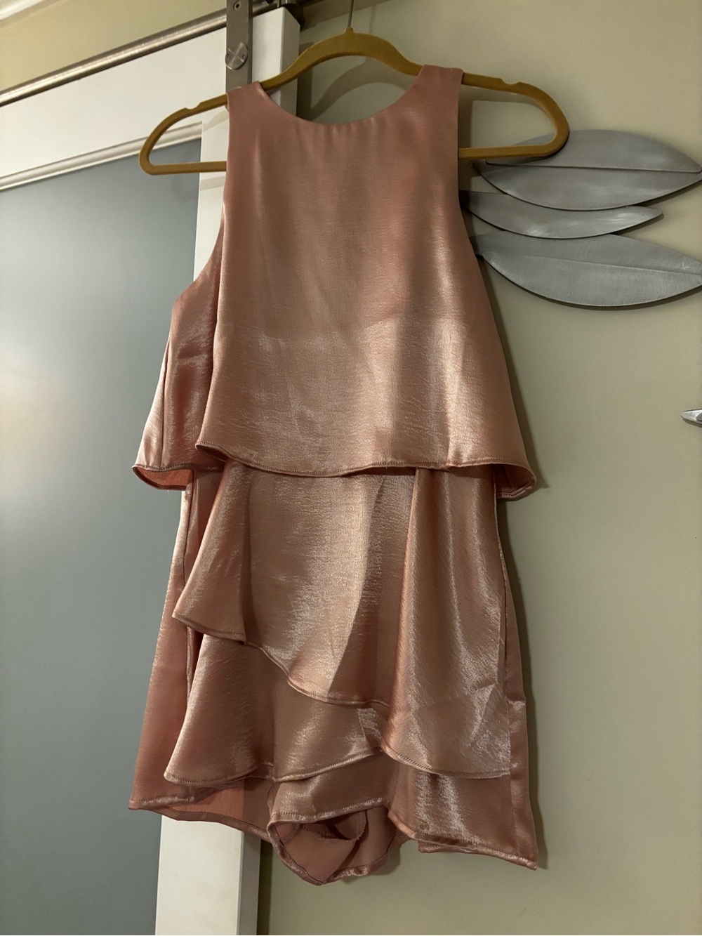 Blush Pink Layered Satin Women's Dress